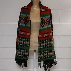 Southwestern Large Soft Fringed Scarf Wrap Approximately 27"X64"